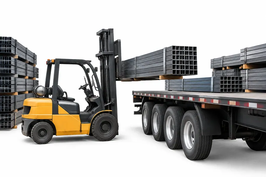 Încărcarea unui transport de produse din oțel